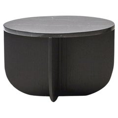 Mil/coffee table/black marble top_black oak base/Ø50H33 cm by La Cividina