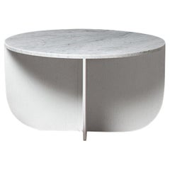 Mil/coffee table/white marble top_white oak base/Ø75H44 cm by La Cividina
