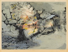 « Près de papillon » - Sérigraphie abstraite moderne du milieu du siècle dernier