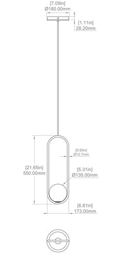 Mila 5 C1 in Custom Black Chrome — A Sculptural Hand-Blown Glass Pendant with G9