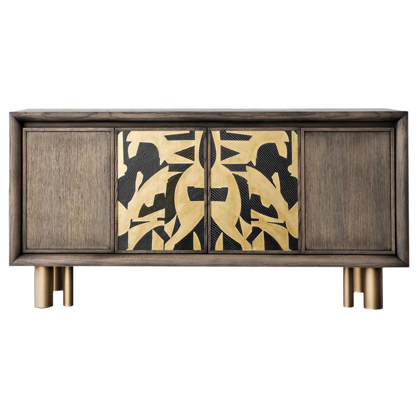 Mila Abstract Painting Sideboard by Chiara Provasi For Sale