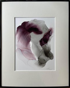 Histoire de l'amour - peinture abstraite, réalisée en violet et gris