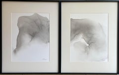 In the clouds I - Abstraktionskunst, in Grau und Schwarz gefertigt  Farben