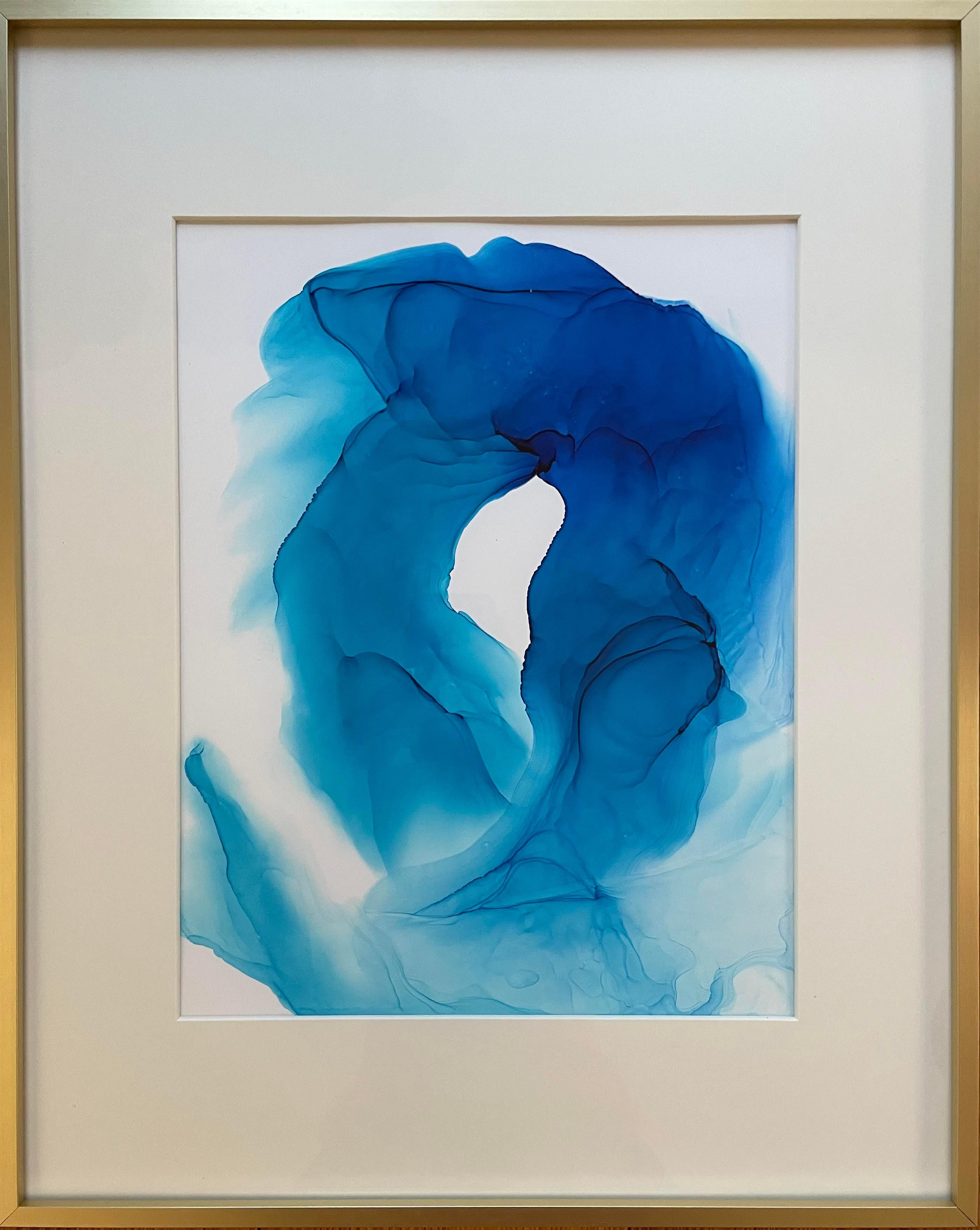 Mila Akopova Abstract Painting - My wave - abstract painting, made in ultramarine blue color