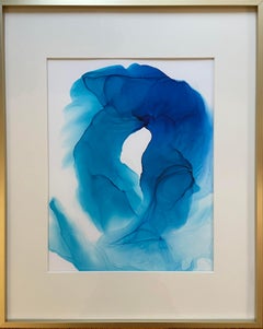 My wave - abstract painting, made in ultramarine blue color