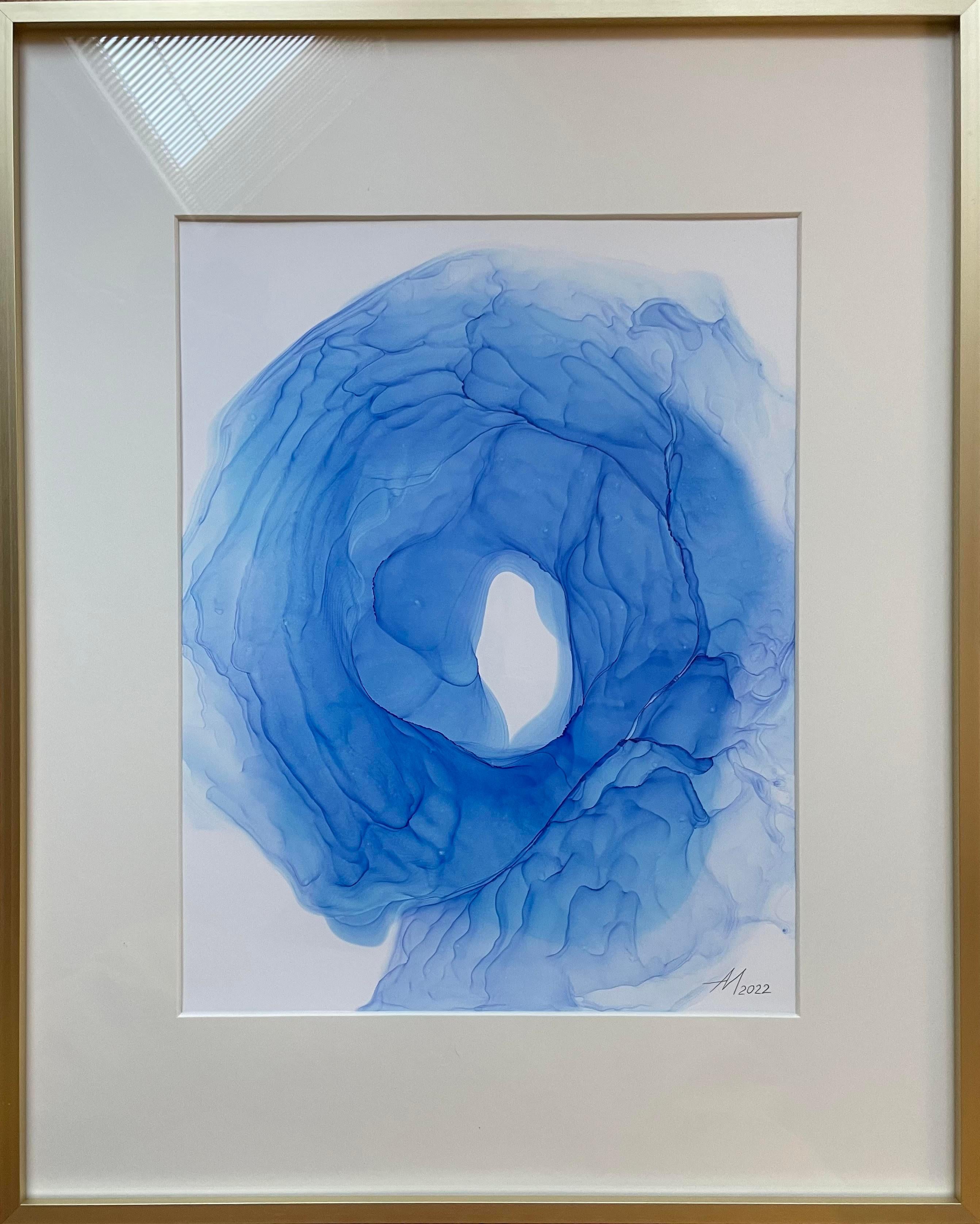 Mila Akopova Abstract Drawing - Ocean blue - abstract painting, made in blue color