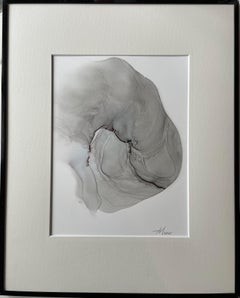 Seashell - abstract painting, made in grey color