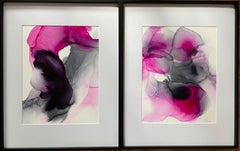 The garden of delights - abstraction art, made in pink, purple, grey color 