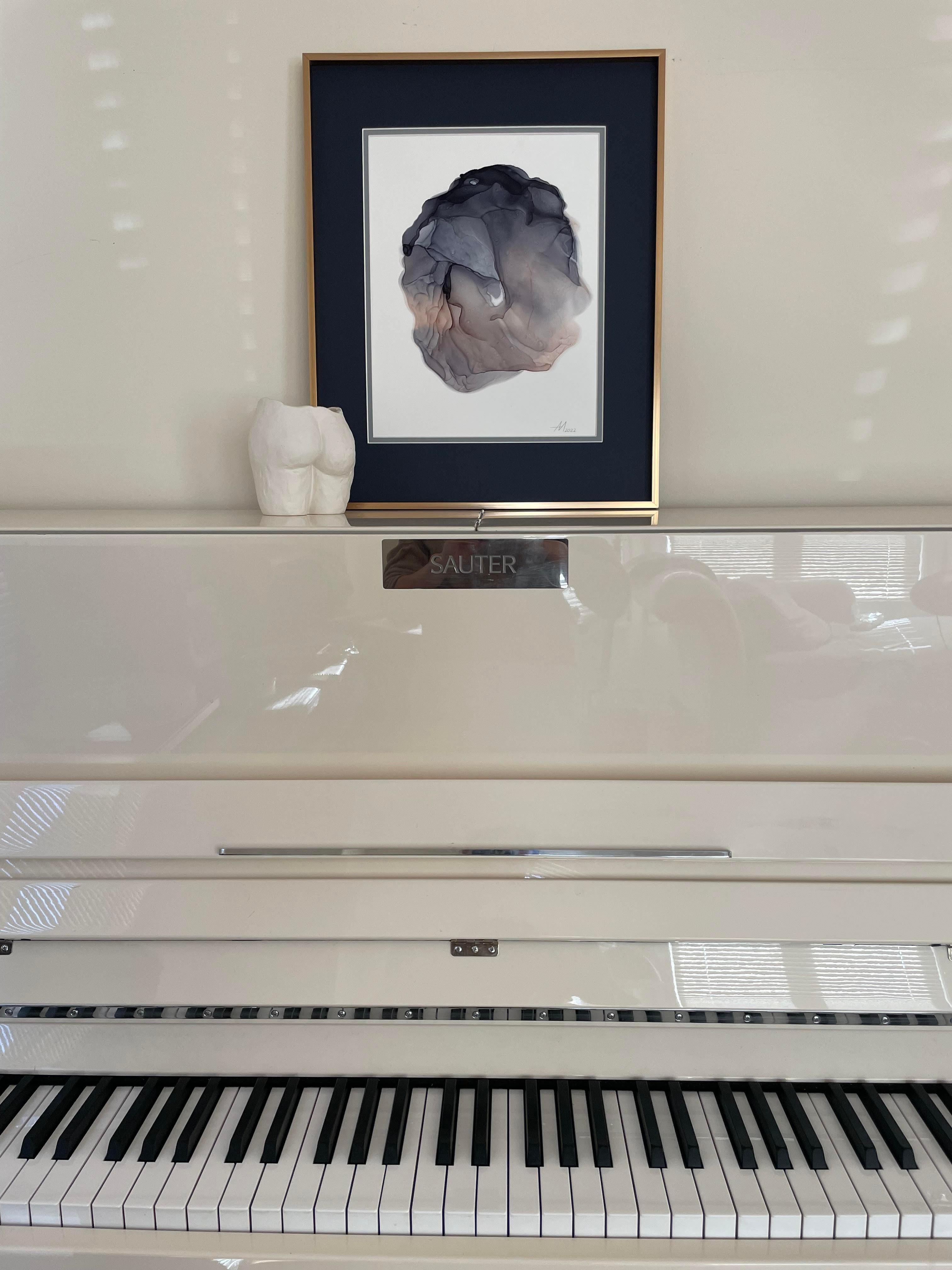 Sconosciuto - dipinto astratto, realizzato in blu, grigio e marrone - Painting di Mila Akopova