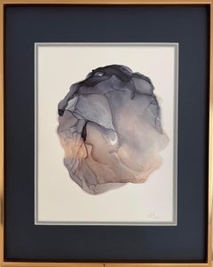 Sconosciuto - dipinto astratto, realizzato in blu, grigio e marrone