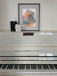 Senza titolo - arte d'astrazione, realizzata in arancione, turchese e marrone