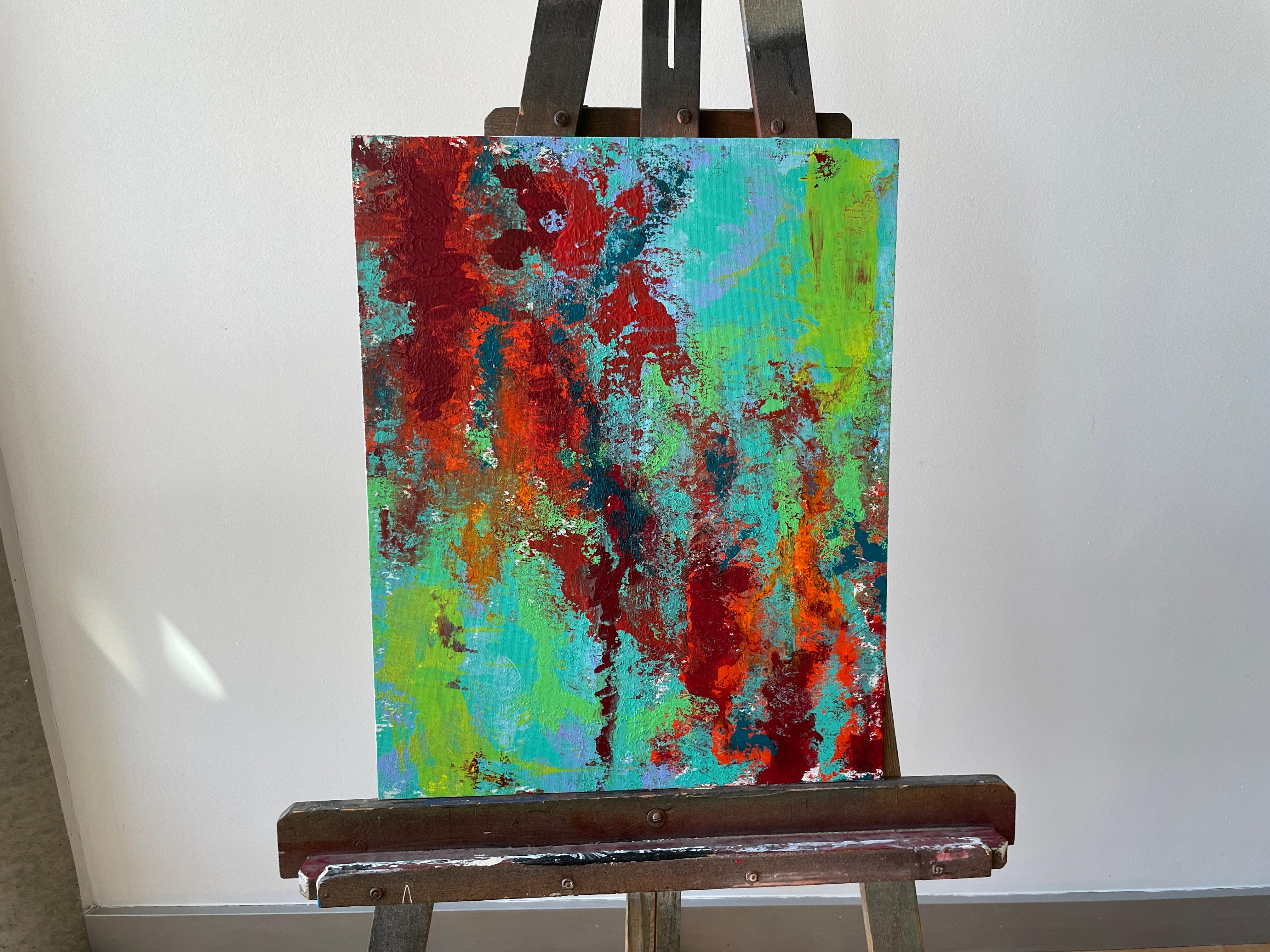Dreams in Green - Gray Abstract Painting by Mila Conde