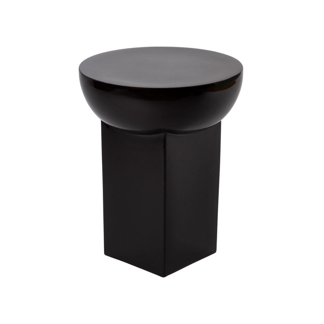 Mila high black side table by Pulpo
Dimensions: D36 x H48 cm
Materials: ceramic

Also available in different colours. 

Three heights from one source, in two different shapes always based on the motto “the round must go into the square” – and
