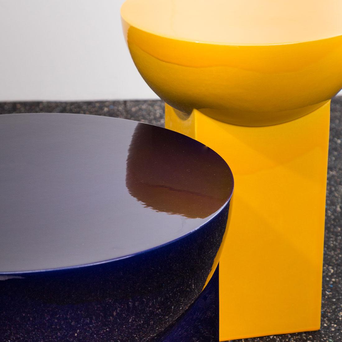 Minimalist Mila High, Table, Yellow, Ceramic, Minimal, European, 21st Century For Sale