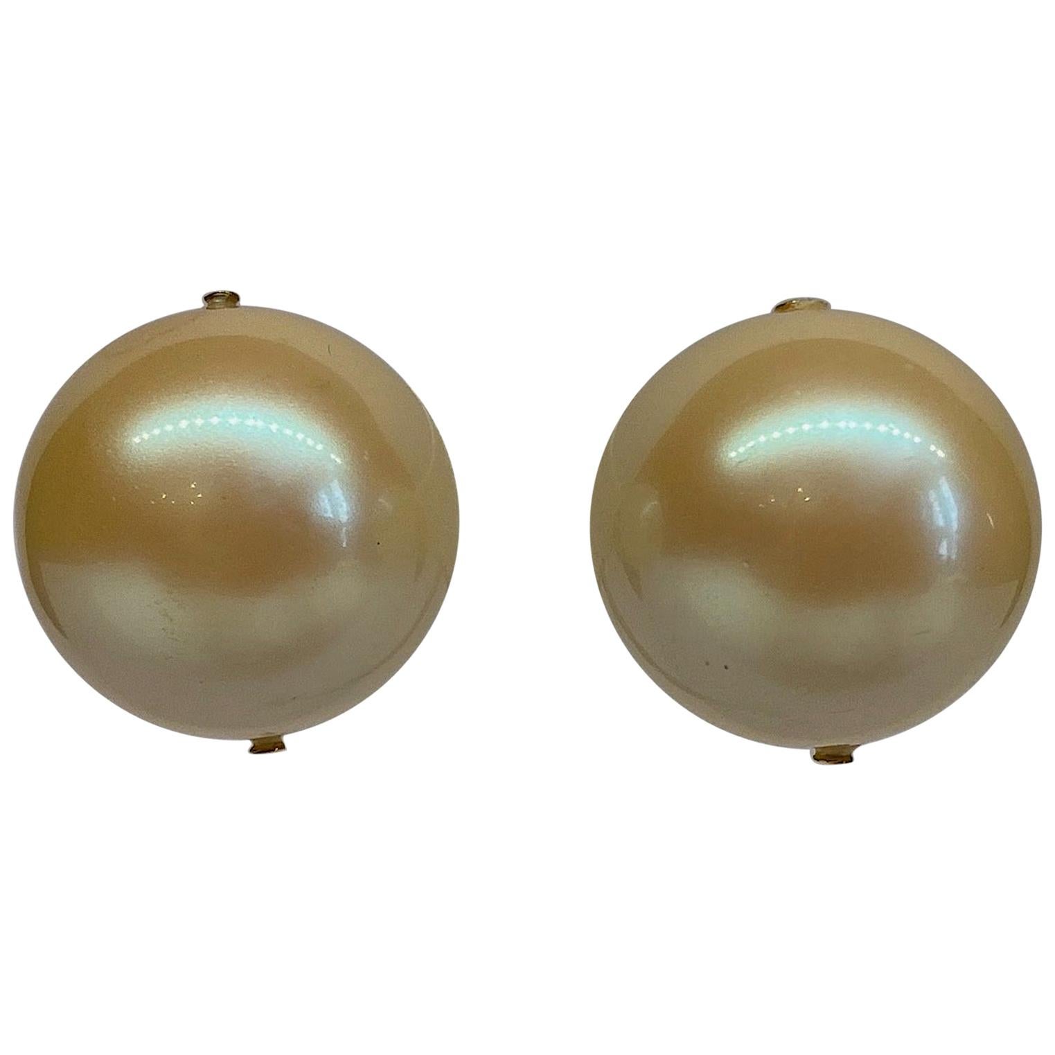 Mila Schon 1980s Large Faux Pearl Earrings