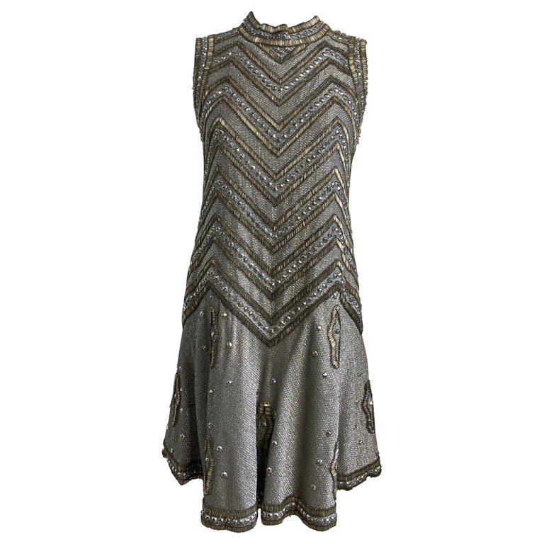 Mila Schon 60s vintage jewelry paillettes mini Dress For Sale at 1stDibs