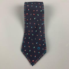 MILA SCHON Black Multi-Color Flags Silk Tie