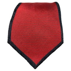 MILA SCHON Corbata de seda Paisley Negro Rojo