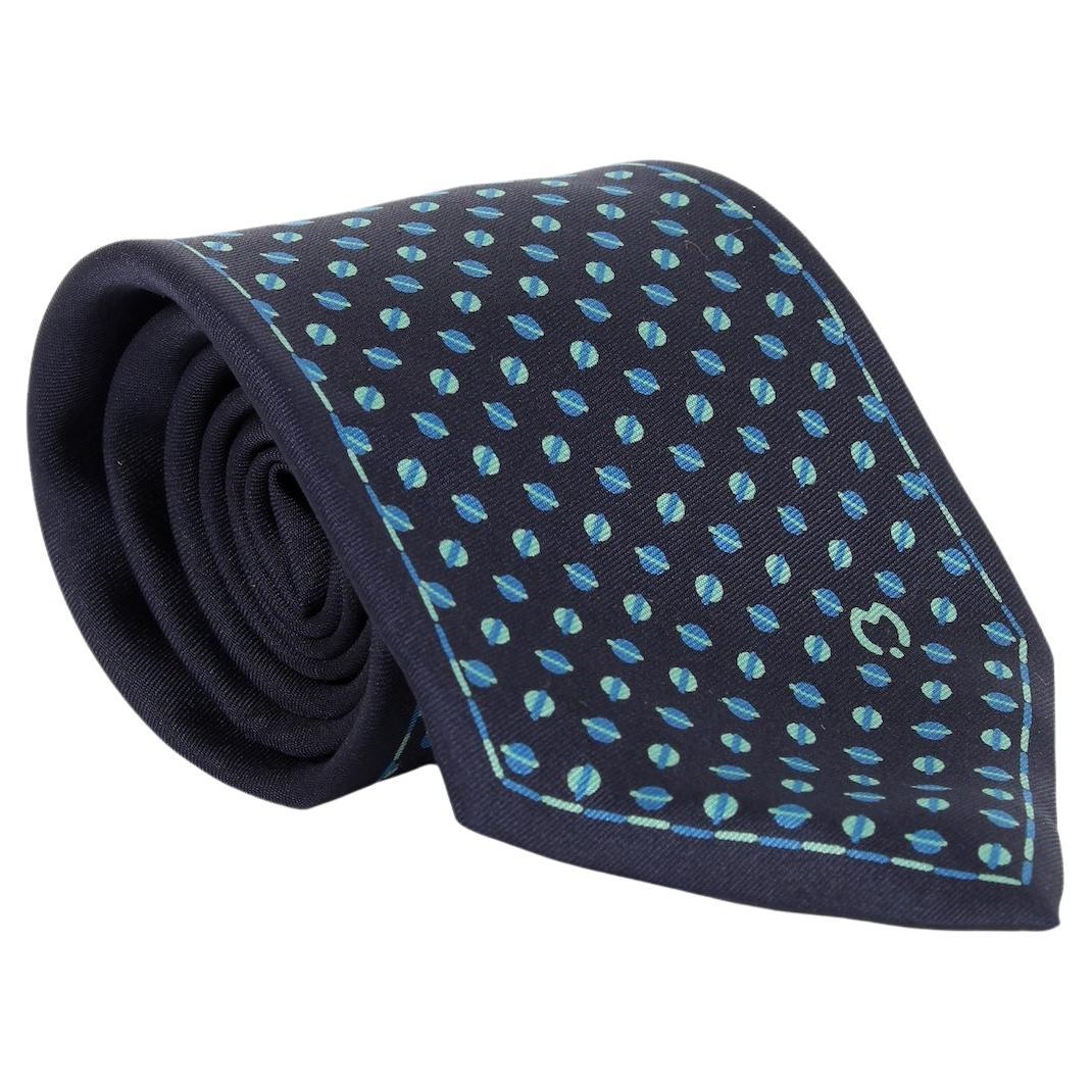 Mila Schon Blue Silk Vintage Tie 90s For Sale