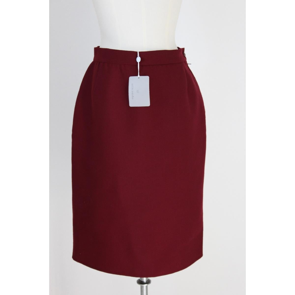 Red Mila Schon Burgundy Wool Elegant Skirt Suit