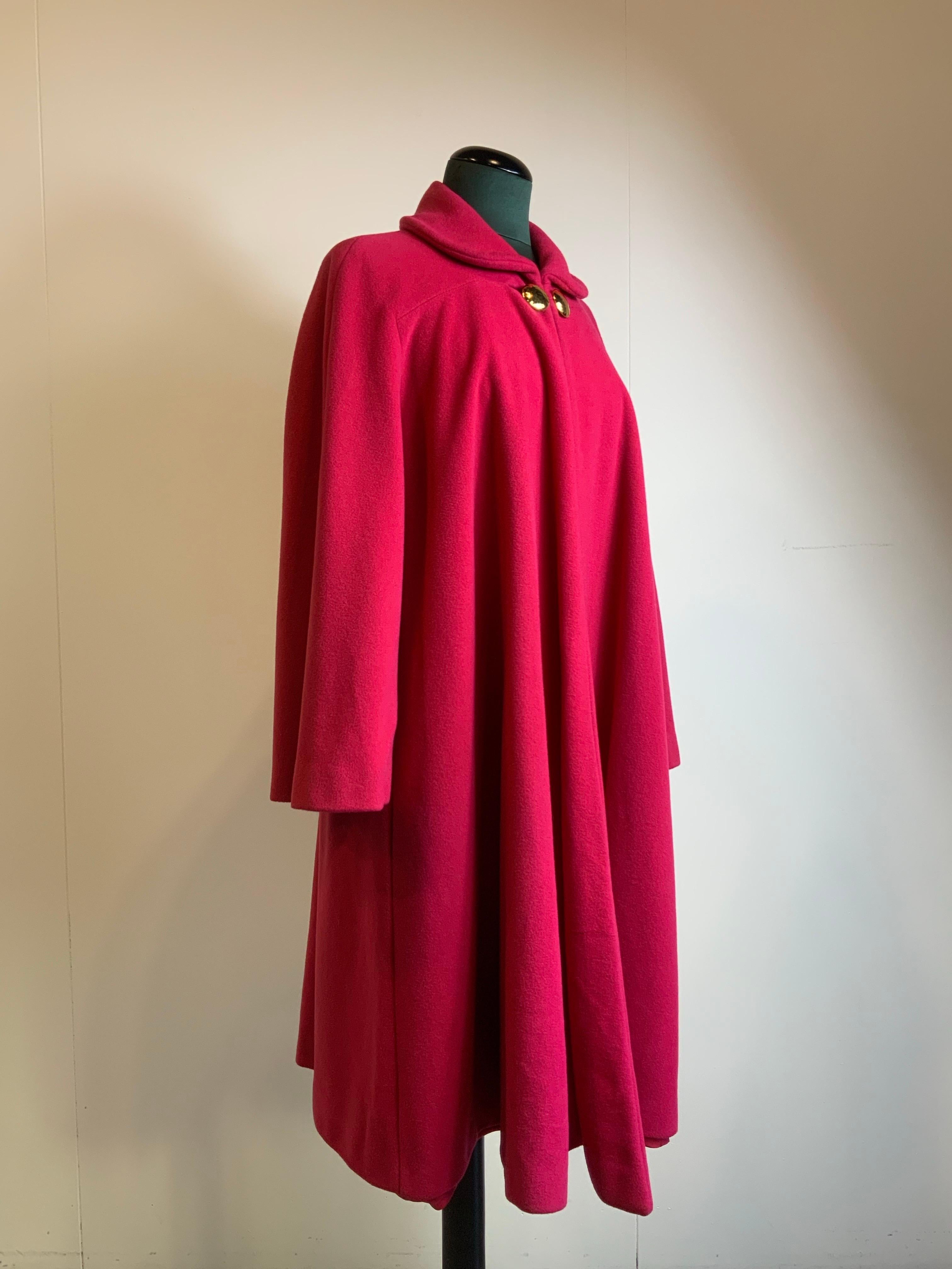 Red Mila Schon cashmere fuchsia vintage coat For Sale