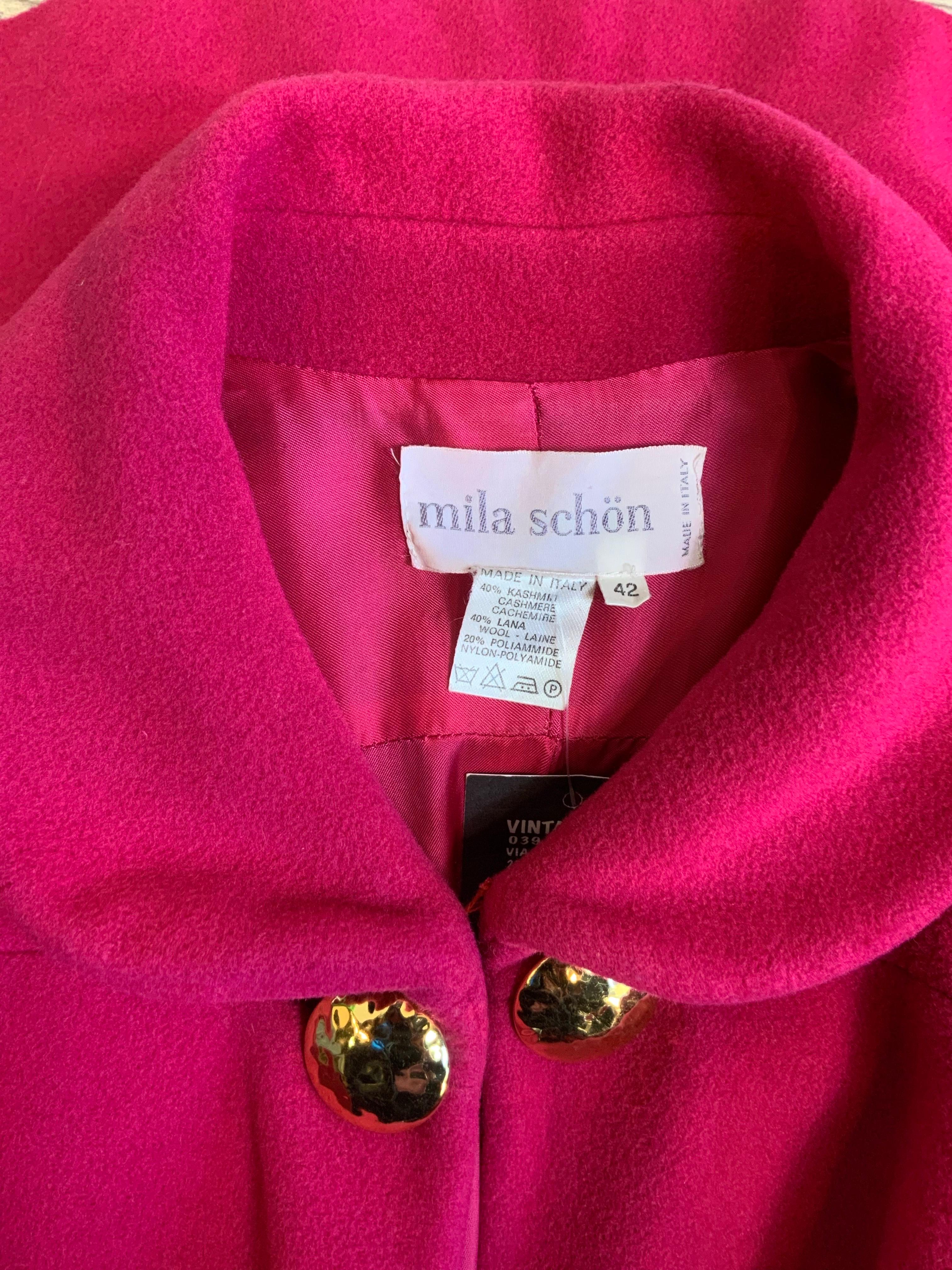 Women's or Men's Mila Schon cashmere fuchsia vintage coat For Sale