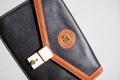 Mila Schon Clutch Bag in Brown and Black Leather