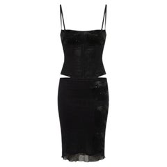 Mila Schön Concept 1998-2002 Set bustier e gonna neri - Ricamo ovale iconico