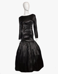 Retro Mila Schon Couture Evening Black Dress, 1980s