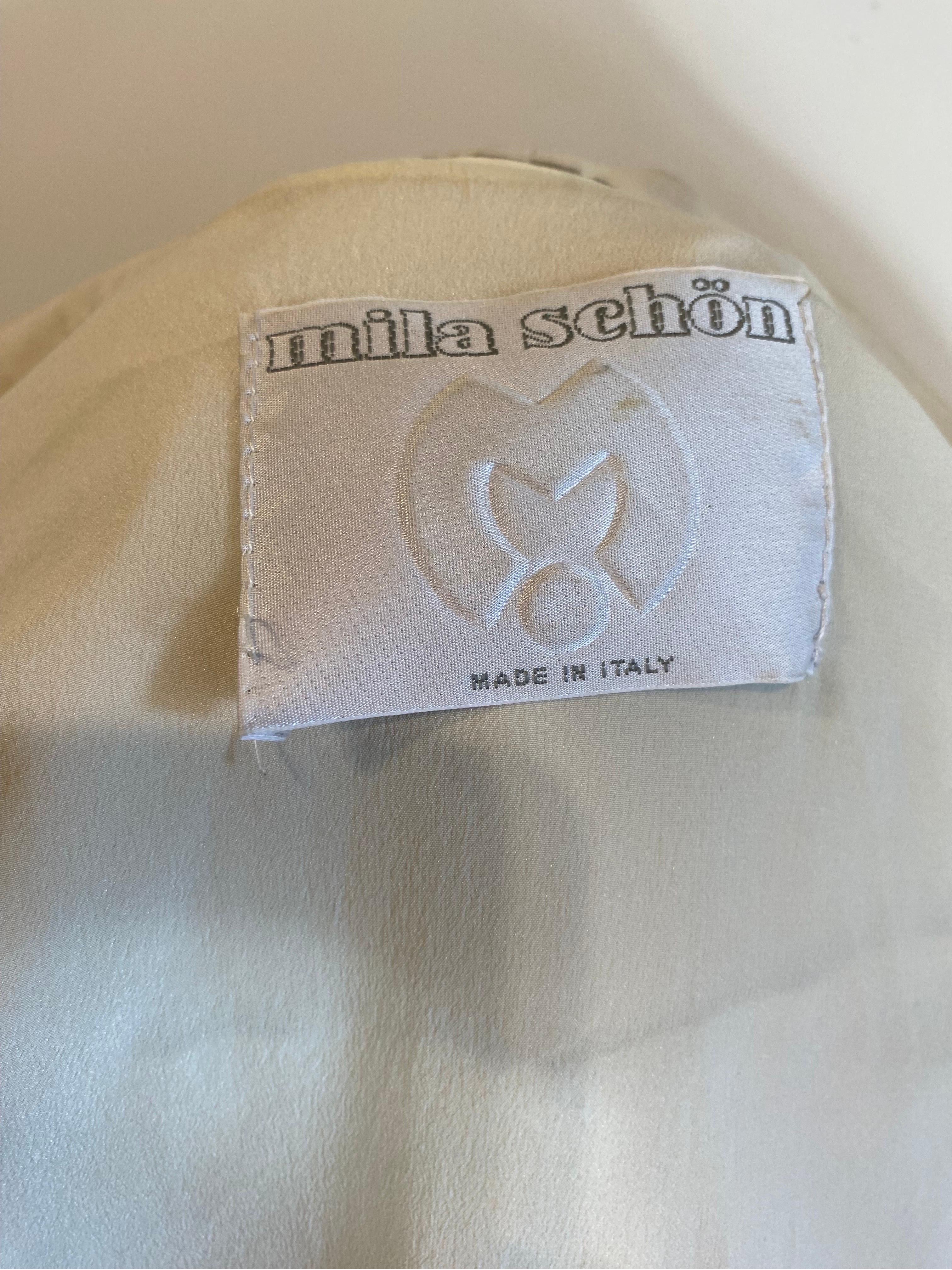 Giacca bomber in pelle bianca Mila Schön in vendita 3