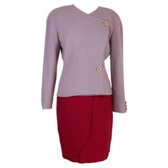 Mila Schon Purple Lilac Wool Tulip Skirt Suit