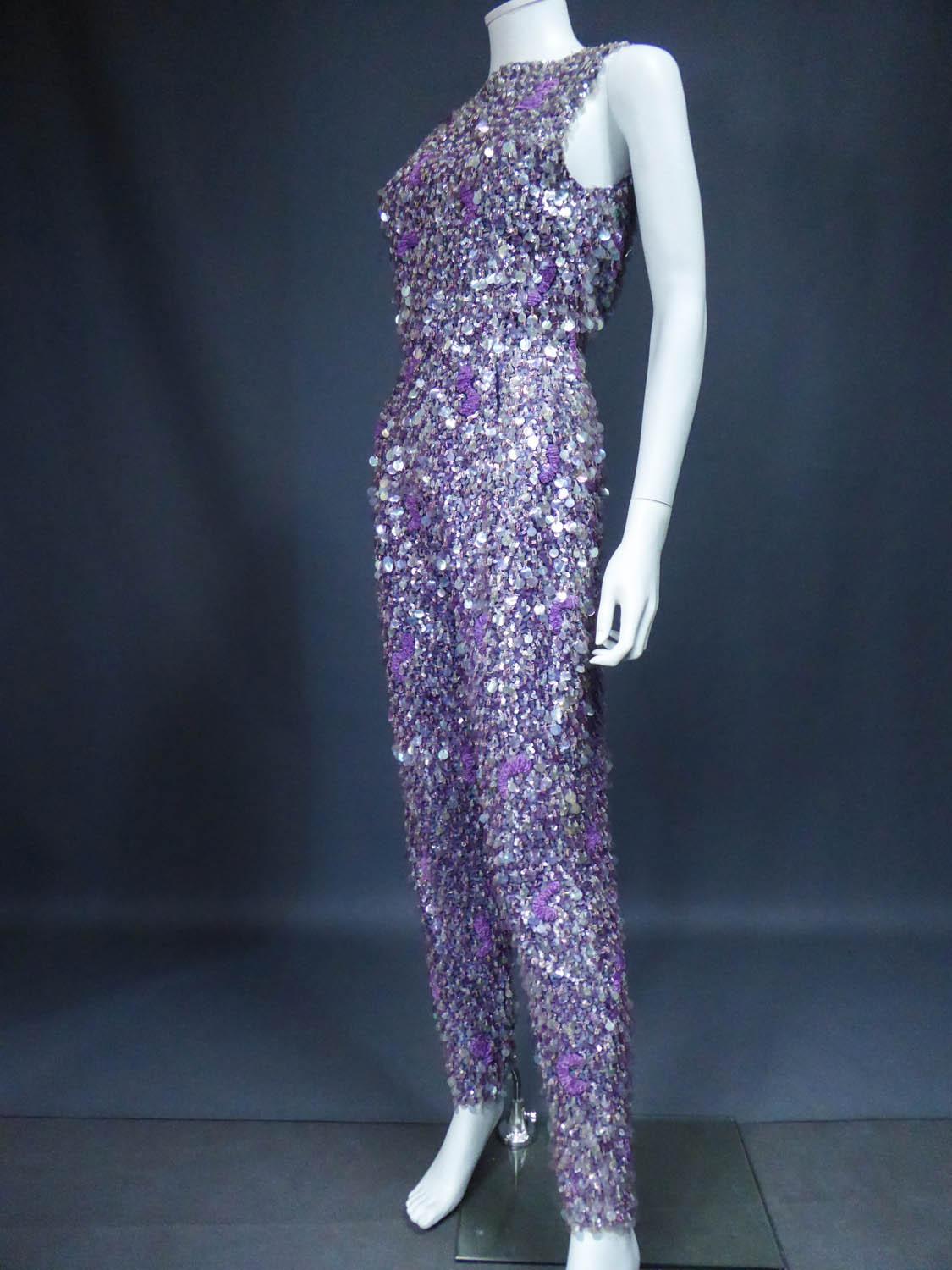 Women's A Mila Schön Couture Sequin Embroidered Trousers Suit Circa 1968