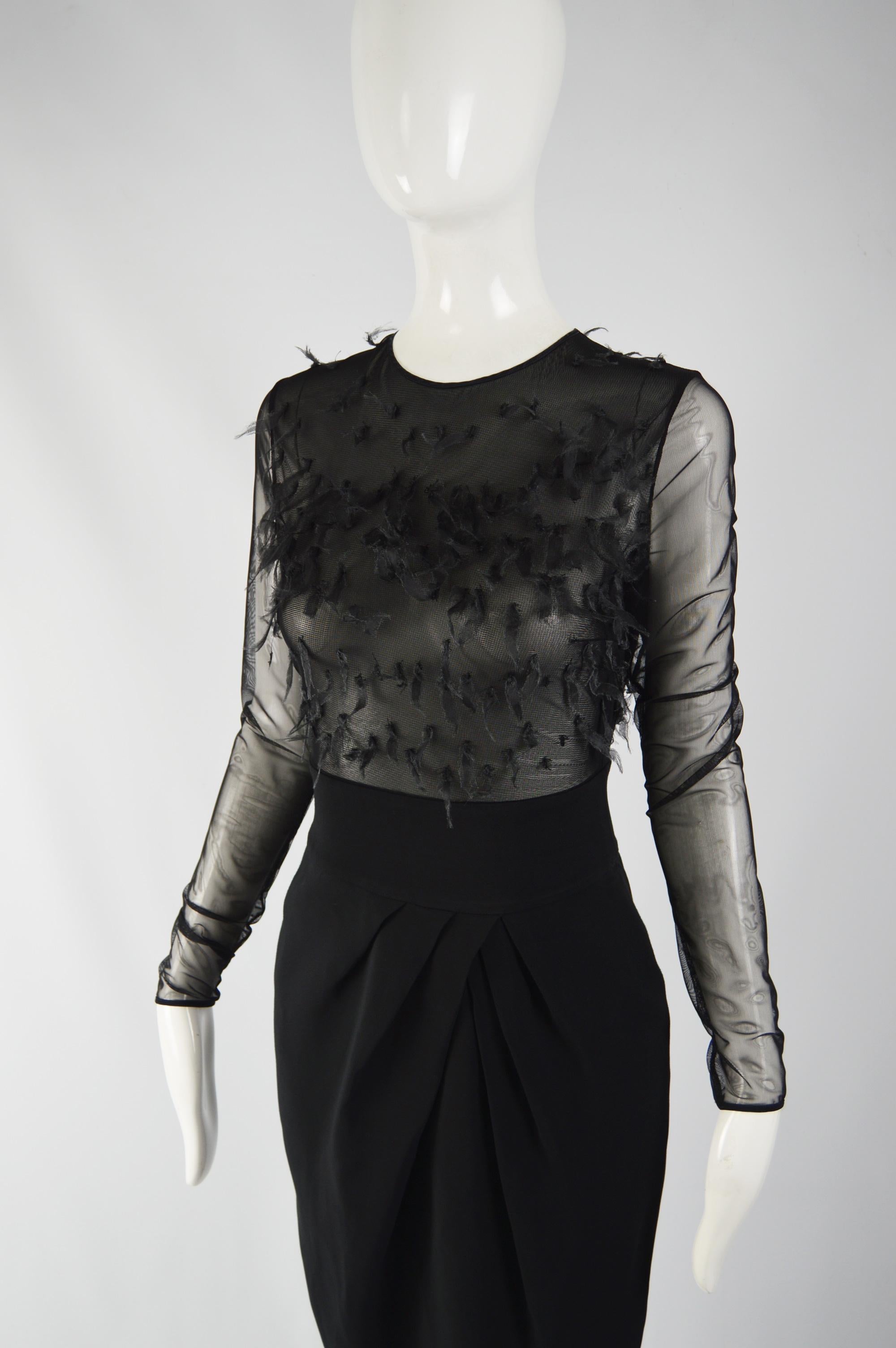 Black Mila Schon Sheer Organza Party Evening Dress For Sale