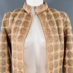 MILA SCHON Size 6 Beige Tan Polyester Circles Beaded Coat