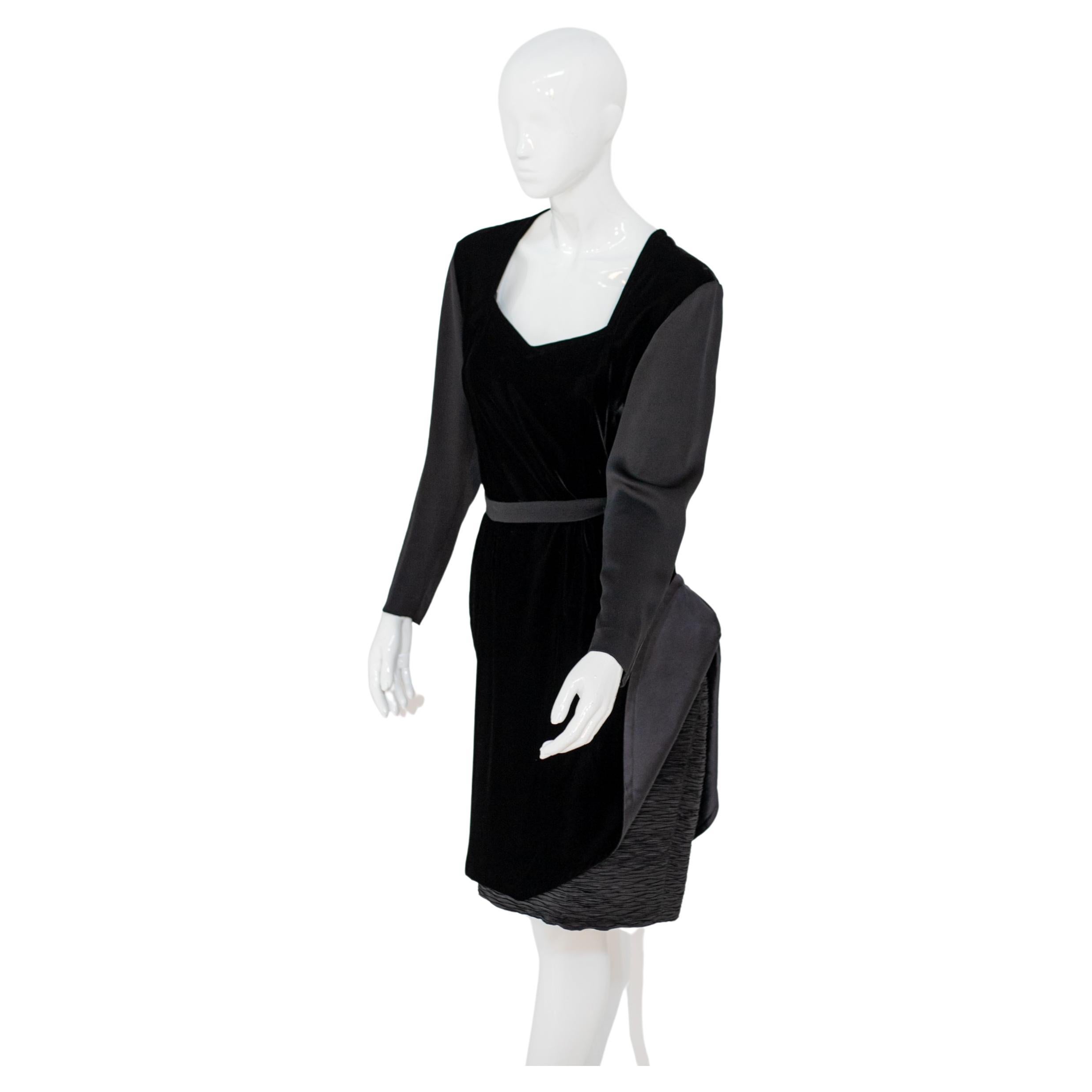 Mila Schön Vintage Black Silk Evening Dress For Sale 3