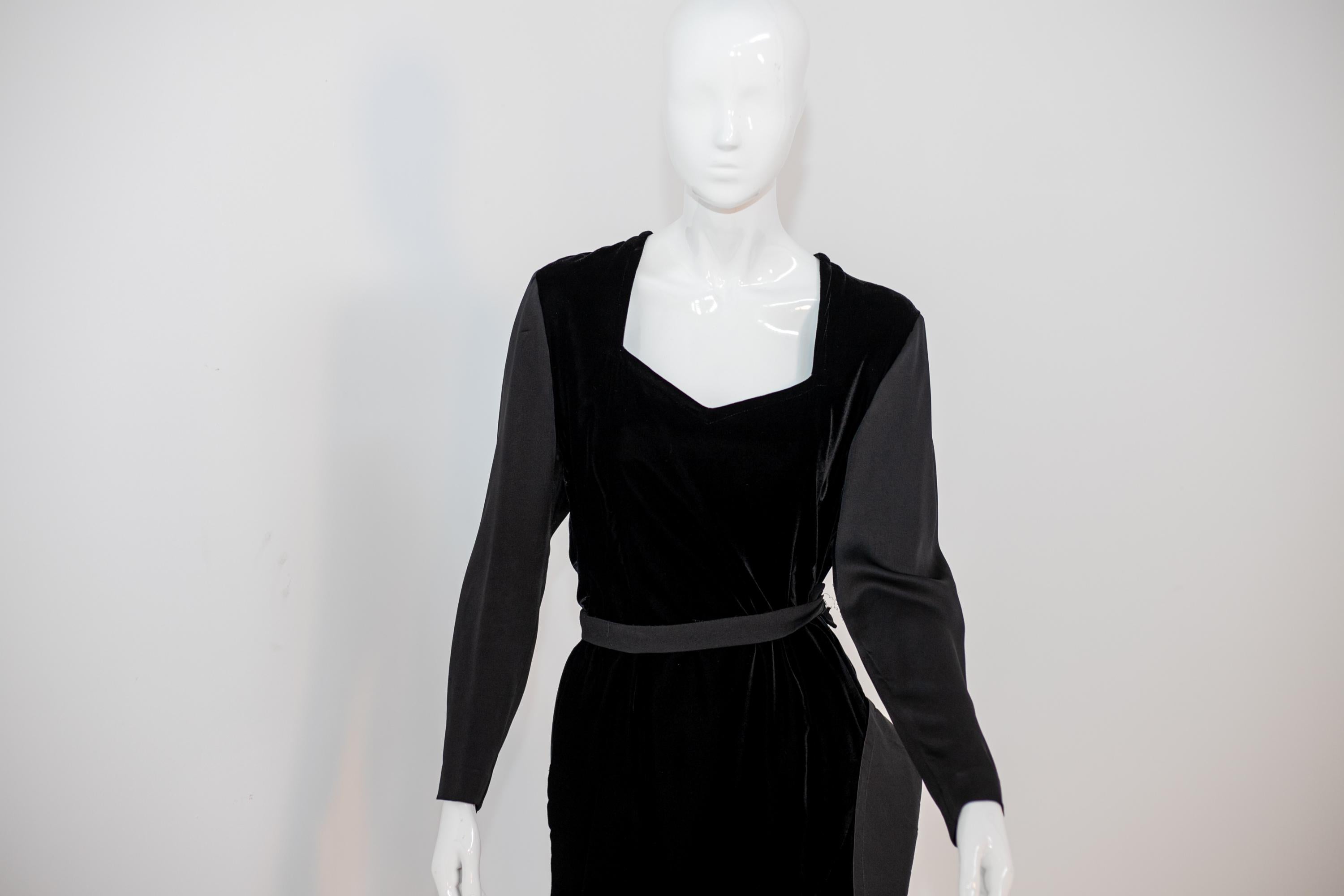 Women's Mila Schön Vintage Black Silk Evening Dress For Sale