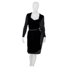 Mila Schön Vintage Vestido de noche de seda negra
