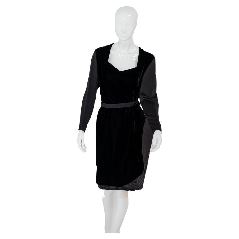 1990s Mila Schon Black Shift Dress & Belt
