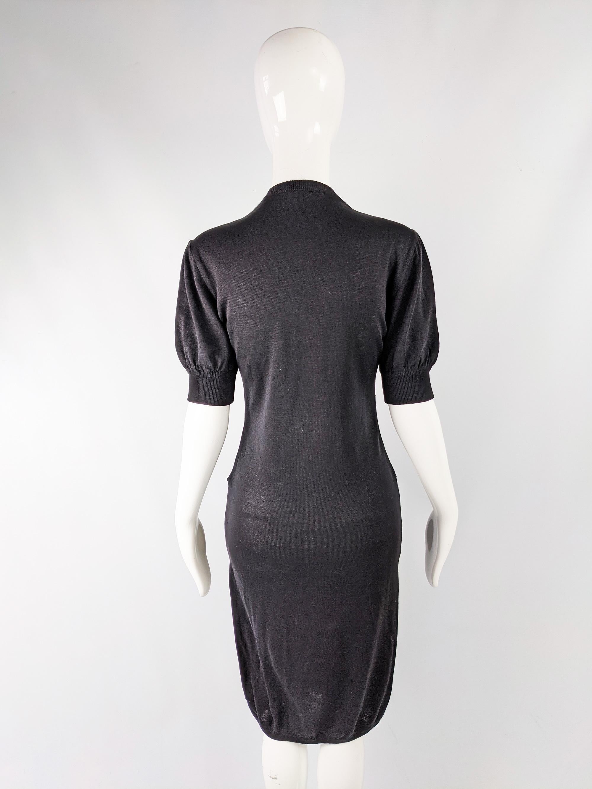 Mila Schon Vintage Black Twisted Knit Sweater Dress For Sale 2