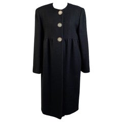 Mila Schon Vintage Black Wool Blend Empire Waist Coat Size 42