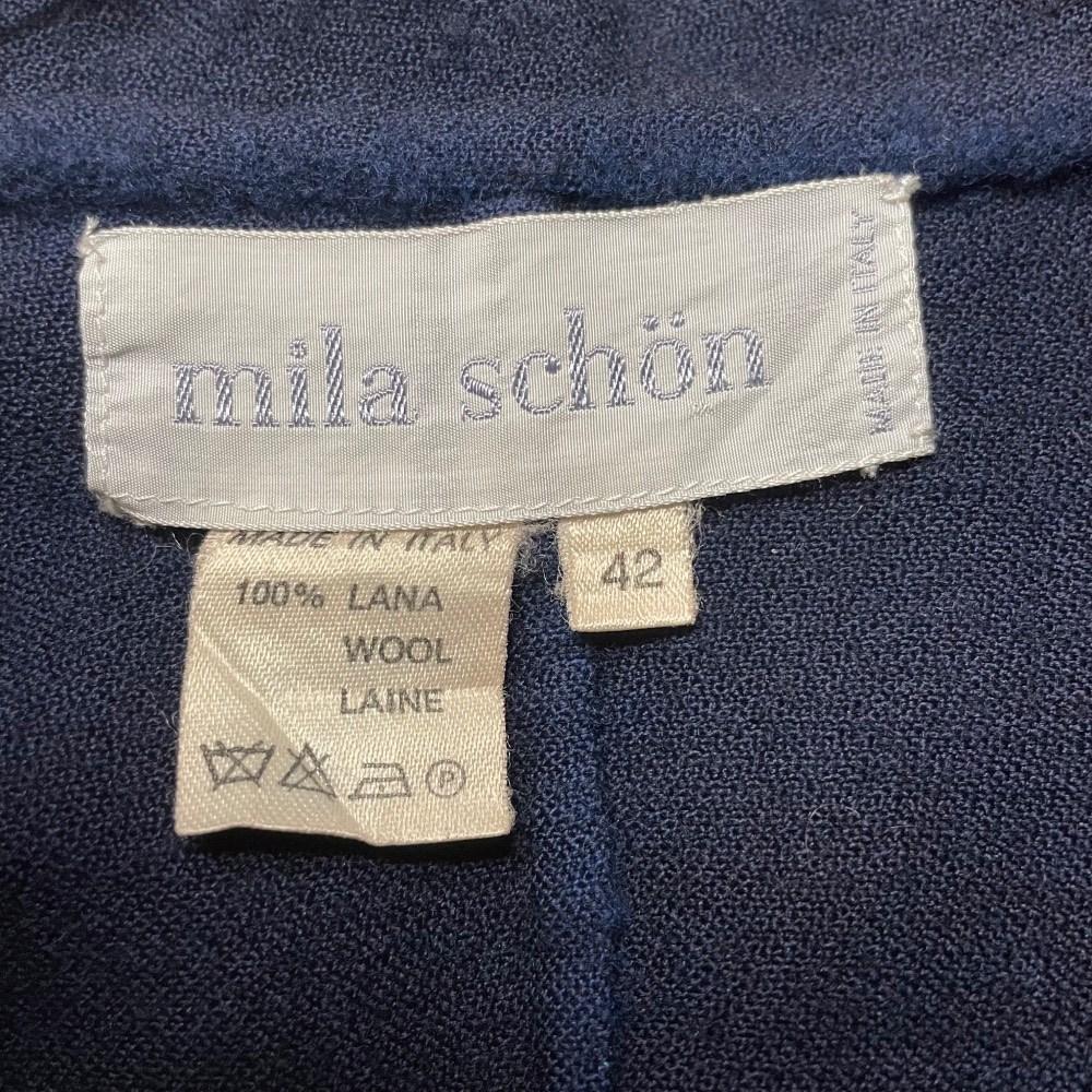 Mila Schon Vintage blue wool 70s jacket with lapel collar For Sale 3