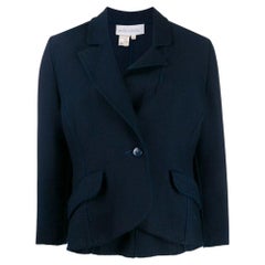 Mila Schon Vintage blue wool 70s jacket with lapel collar