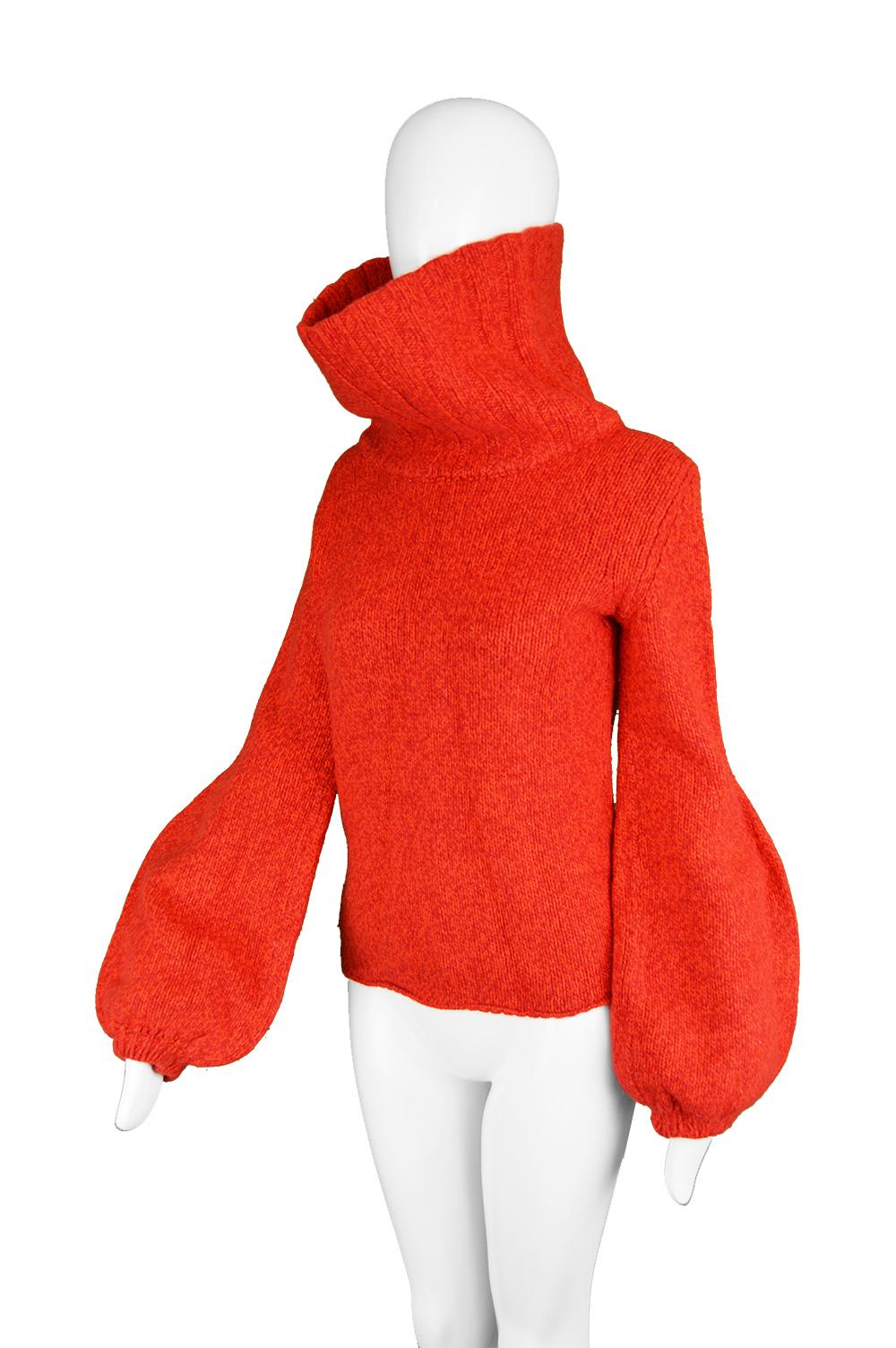Mila Schon Vintage Red Wool & Cashmere Balloon Sleeve Roll Neck Sweater, 1980s (Rot)