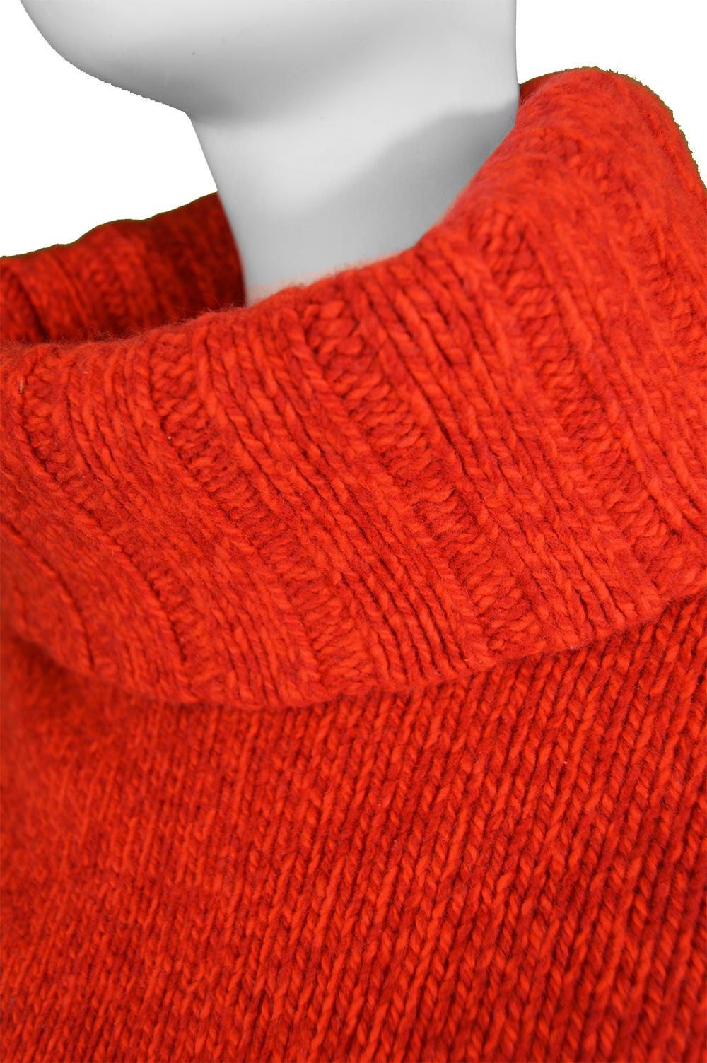 Mila Schon Vintage Red Wool & Cashmere Balloon Sleeve Roll Neck Sweater, 1980s im Zustand „Gut“ in Doncaster, South Yorkshire