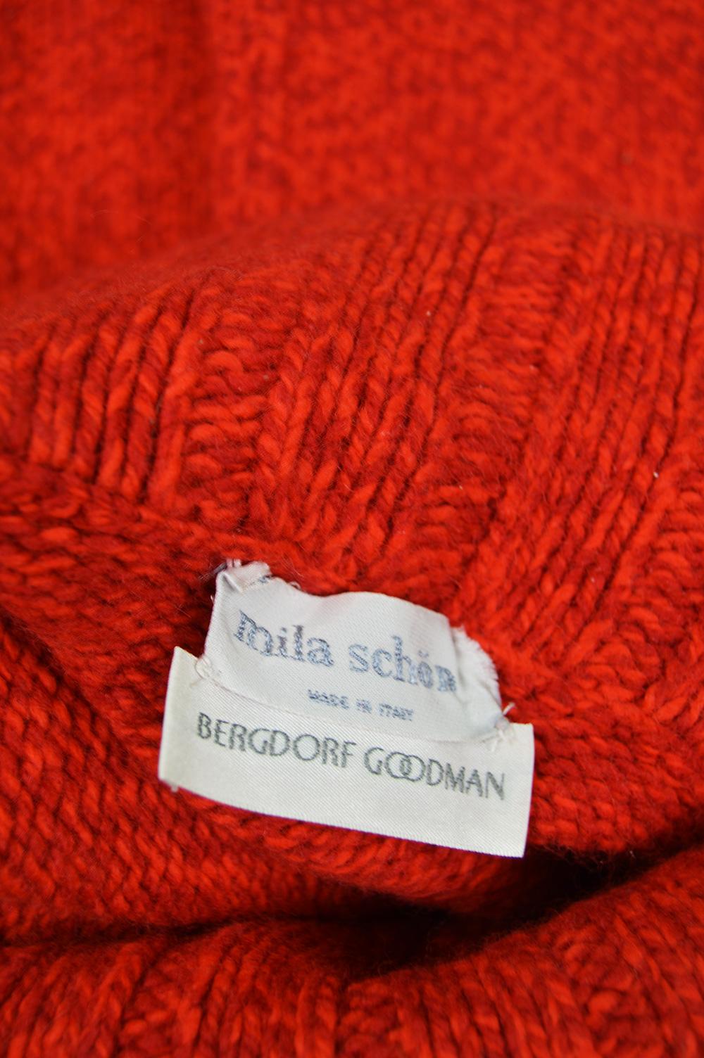 Mila Schon Vintage Red Wool & Cashmere Balloon Sleeve Roll Neck Sweater, 1980s 3