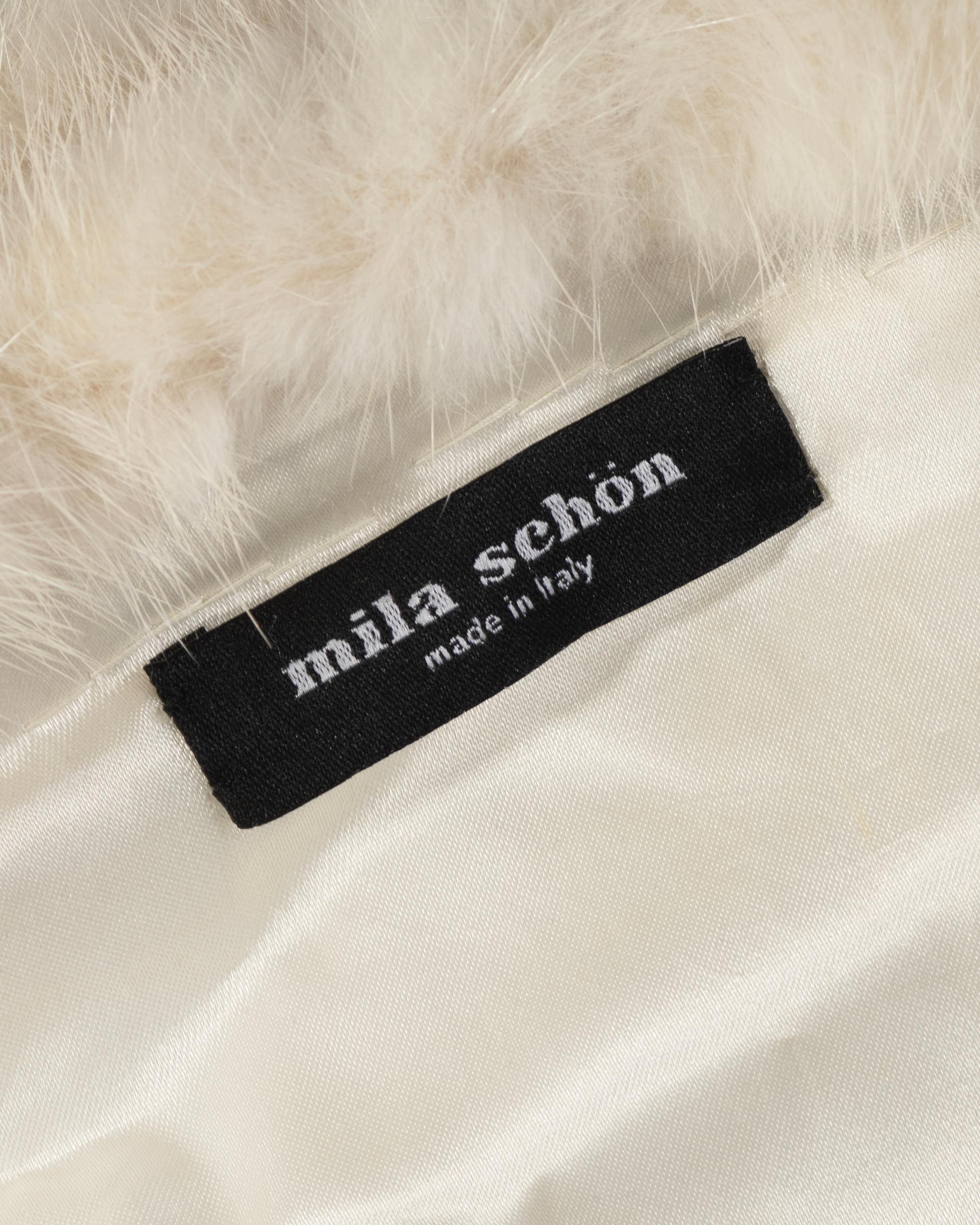 Mila Schön White Knitted Mink Fur Strapless Dress, fw 1999 For Sale 6