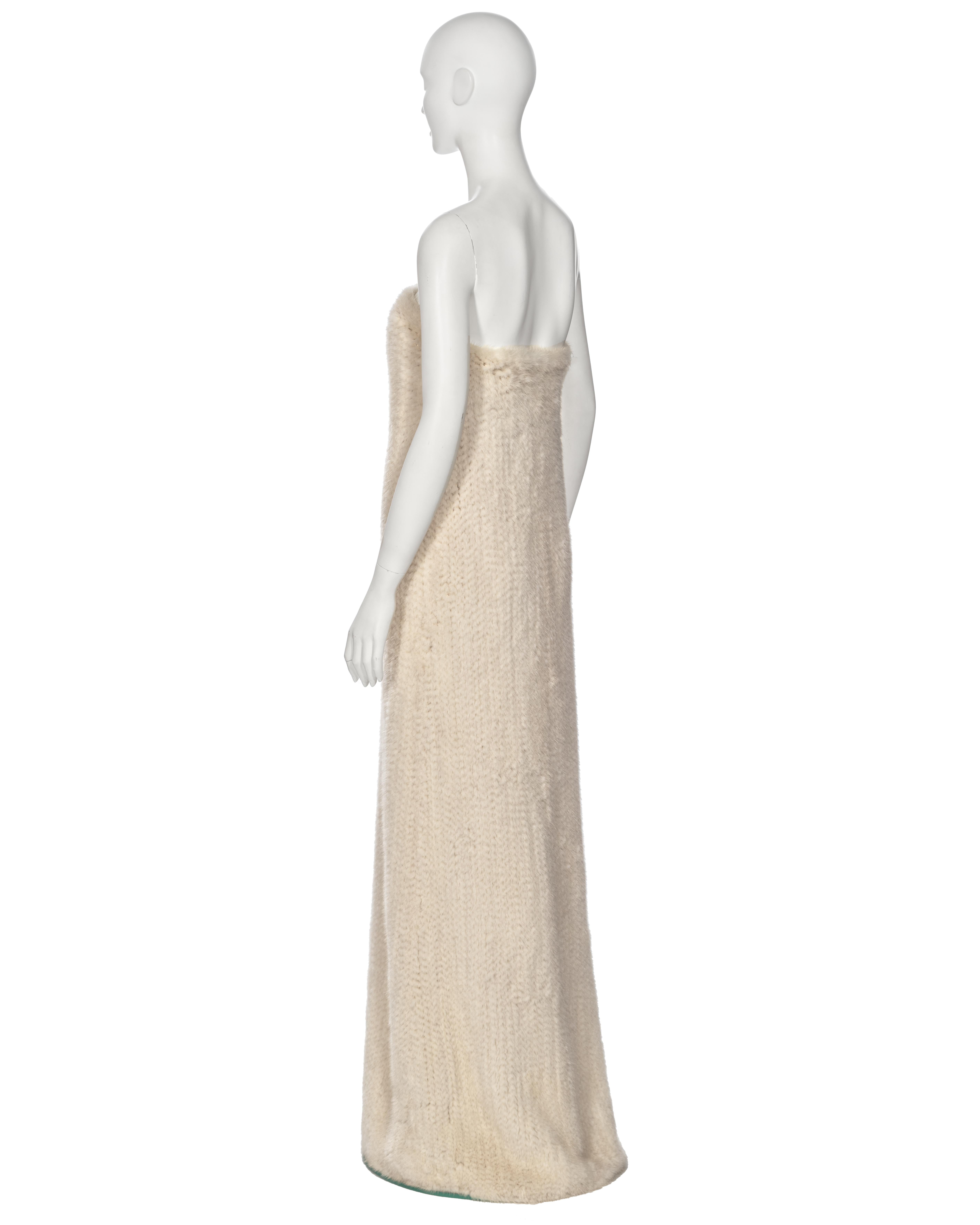 Mila Schön White Knitted Mink Fur Strapless Dress, fw 1999 For Sale 4