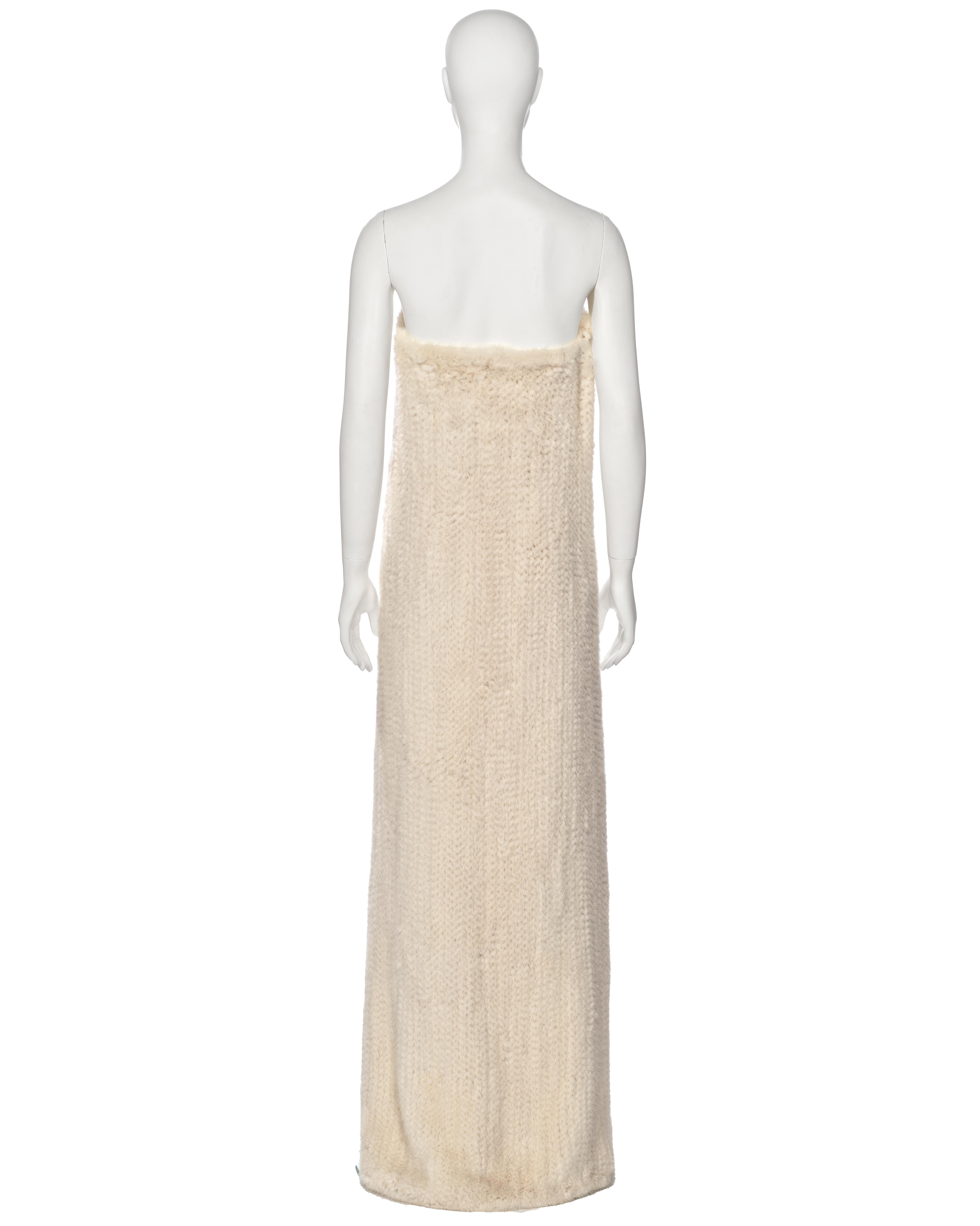 Mila Schön White Knitted Mink Fur Strapless Dress, fw 1999 For Sale 5