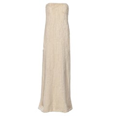 Mila Schön Vestido sin tirantes de punto blanco de piel de visón, fw 1999