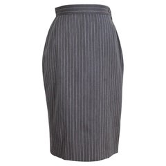 Mila Schon Wool Gray Pinstripe Classic Pencil Skirt